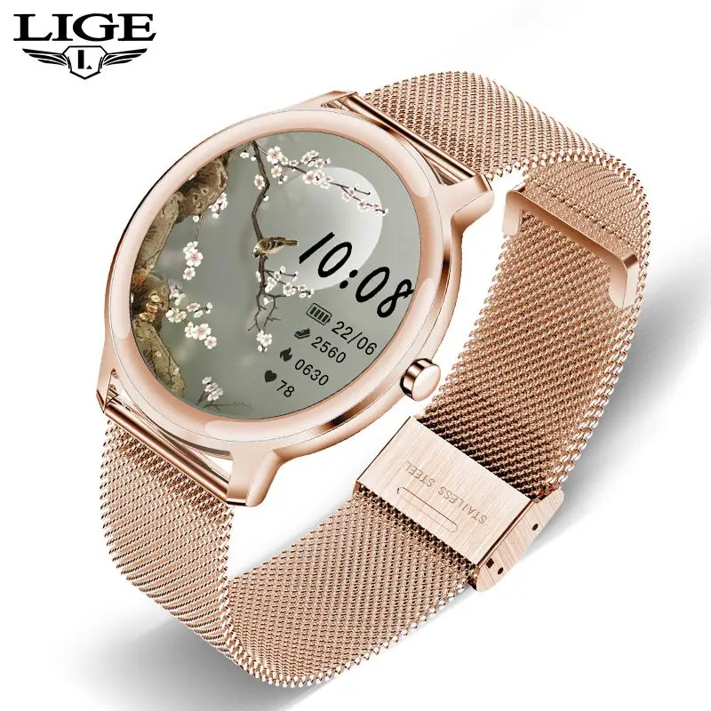 

LIGE 2021 Women Smart Watch Ladies Fashion Sport Heart Rate Blood Pressure Pedometer Sleep Information reminder Waterproof Watch