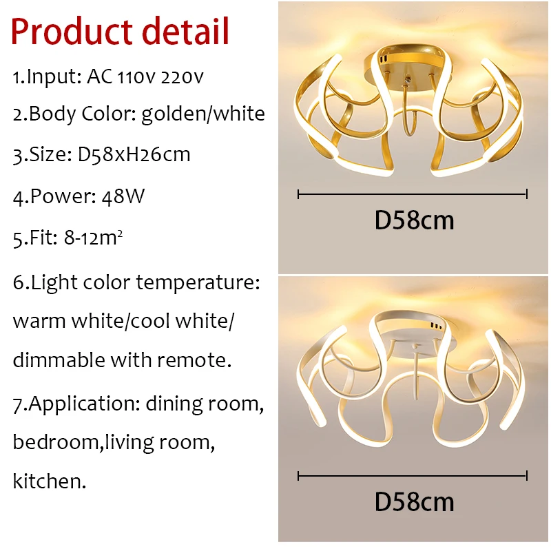 Candelabros modernos de Acabado dorado, iluminación LED para sala de estar, comedor, dormitorio, hogar, arañas LED, accesorio de iluminación para interior