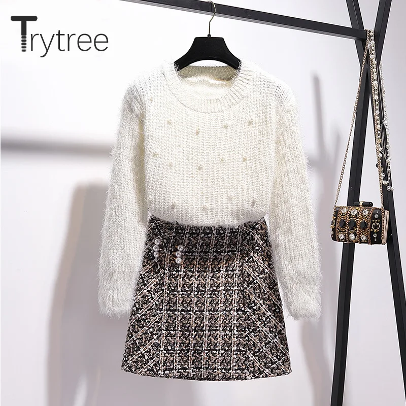 Trytree осенне-зимний комплект из двух предметов Модный повседневный офисный топ с