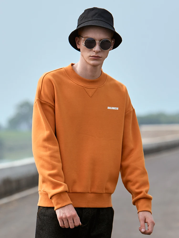 Pioneer Camp/Зимний плотный Мужской свитшот из 100% хлопка теплый флисовый однотонный