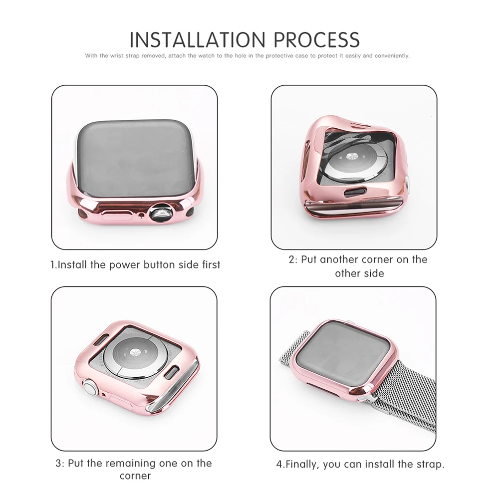 Watch case ultra-thin plated for Apple Watch 6 SE 4 3 2 1 42MM 38MM soft transparent TPU cover for iWatch 5 44MM40MM accessories