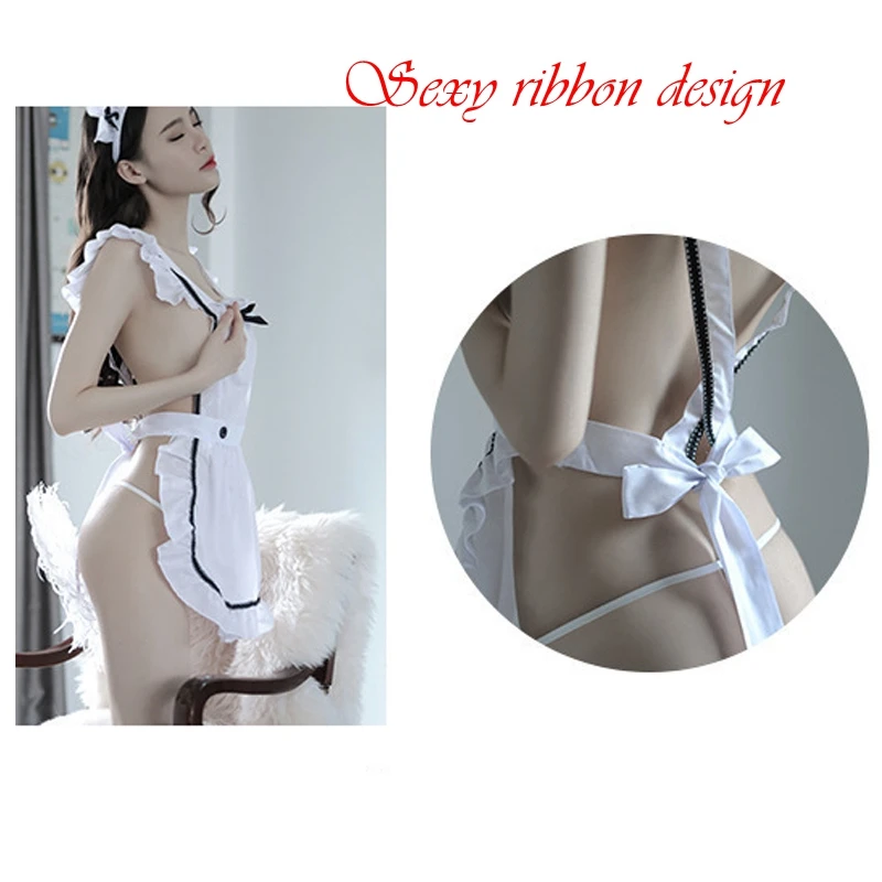 

Exotic Sexy Hollow Uniform Temptation Cute and Cute Maid Maid Suit Bow Tulle Perspective Ladies Nightdress Women Erotic Lingerie
