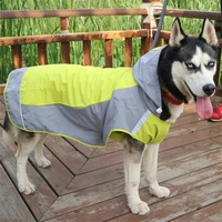 large dog raincoat with hood reflective design quick drying double layer pet winter clothing outdoor wear pet products