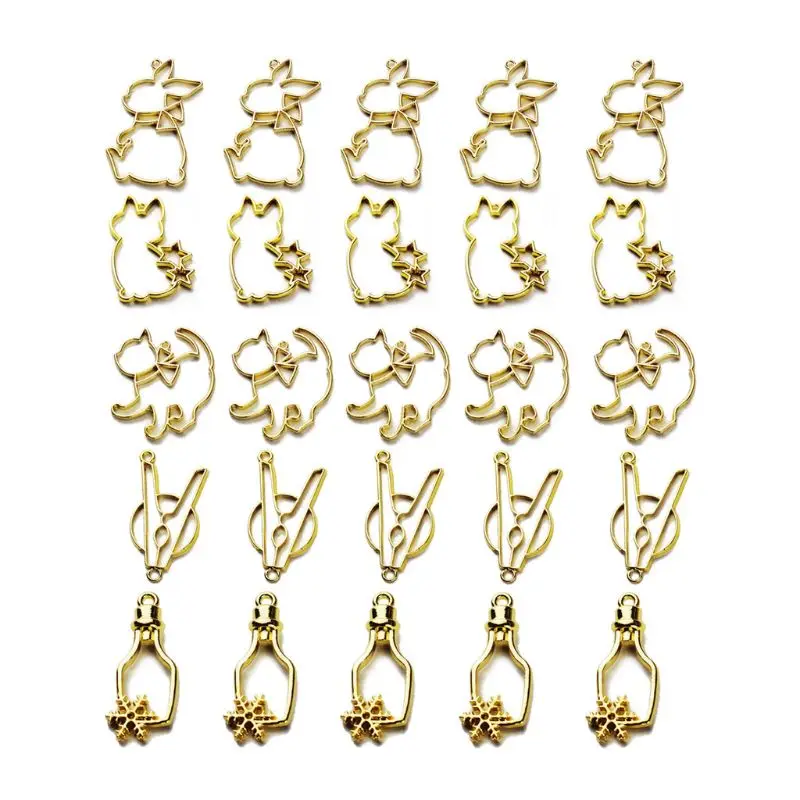 5 шт. кошка бутылочка с изображением кролика смолы рамки Кулон Установка в