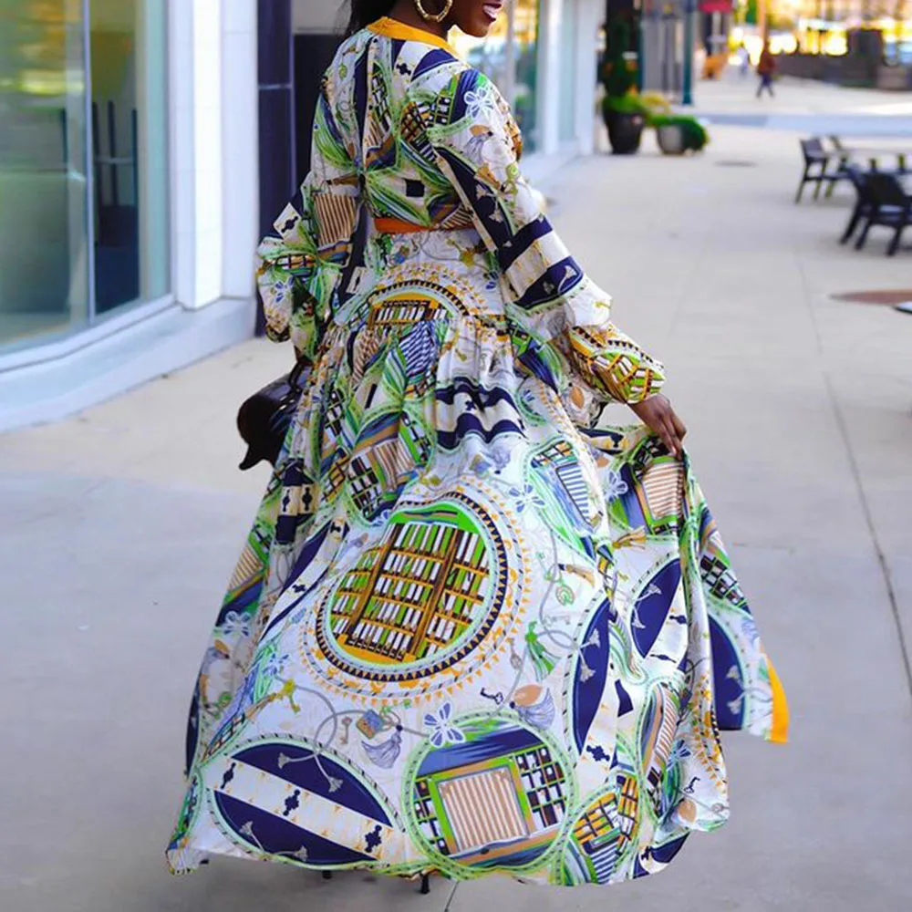 

Plus Size 3XL 5XL Long Long Dresses For Women Casual 2021 Streetwear Sexy V Neck Split Printed Female Summer Dress Maxi Party