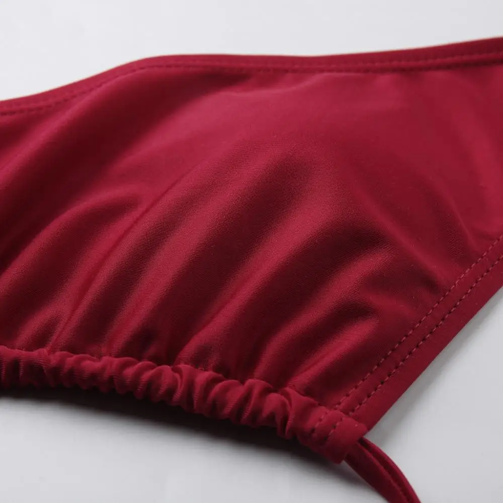 Перекрестный Топ Бикини с лямкой через шею пуш-ап полосатый Женский комплект