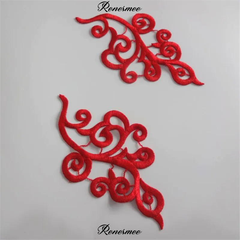 1 зеркальная пара/2 шт. Серебряная кружевная нашивка полиэфирная вышитая цветная