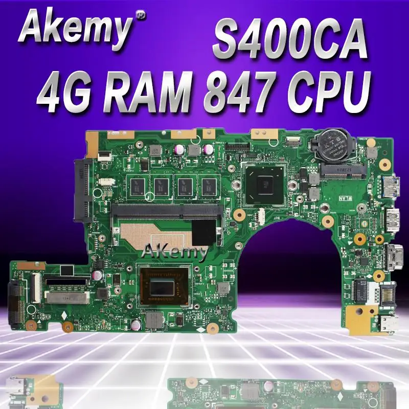 

Akemy материнская плата для ноутбука For Asus S400CA S500CA S400C S500C S400 S500 тестовая оригинальная материнская плата 4G RAM 1007/987/847 2 ядра