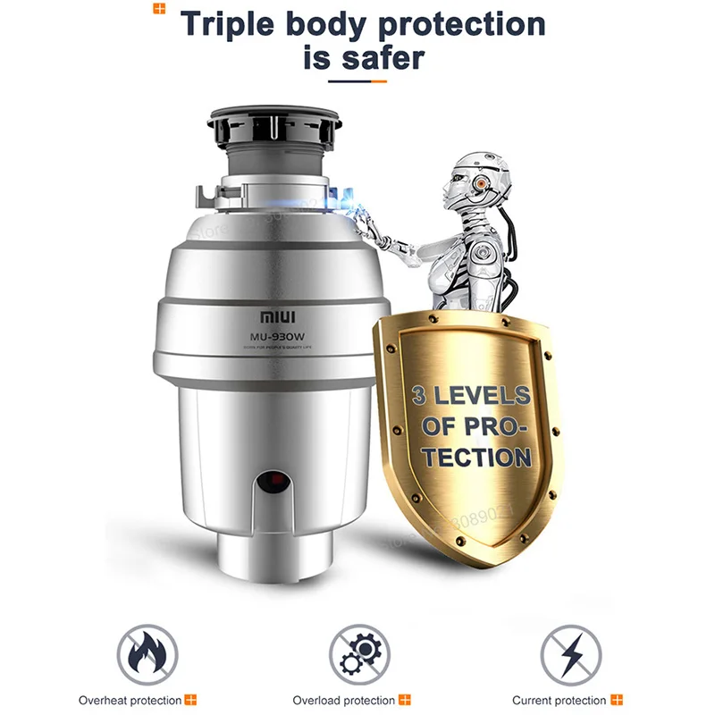 mijia mi miu food garbage processor disposal crusher food waste disposer stainless steel grinder material kitchen sink appliance free global shipping