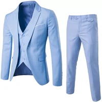 3 pieces business blazer vest pants suit sets men autumn fashion solid slim wedding set vintage classic blazers male suit