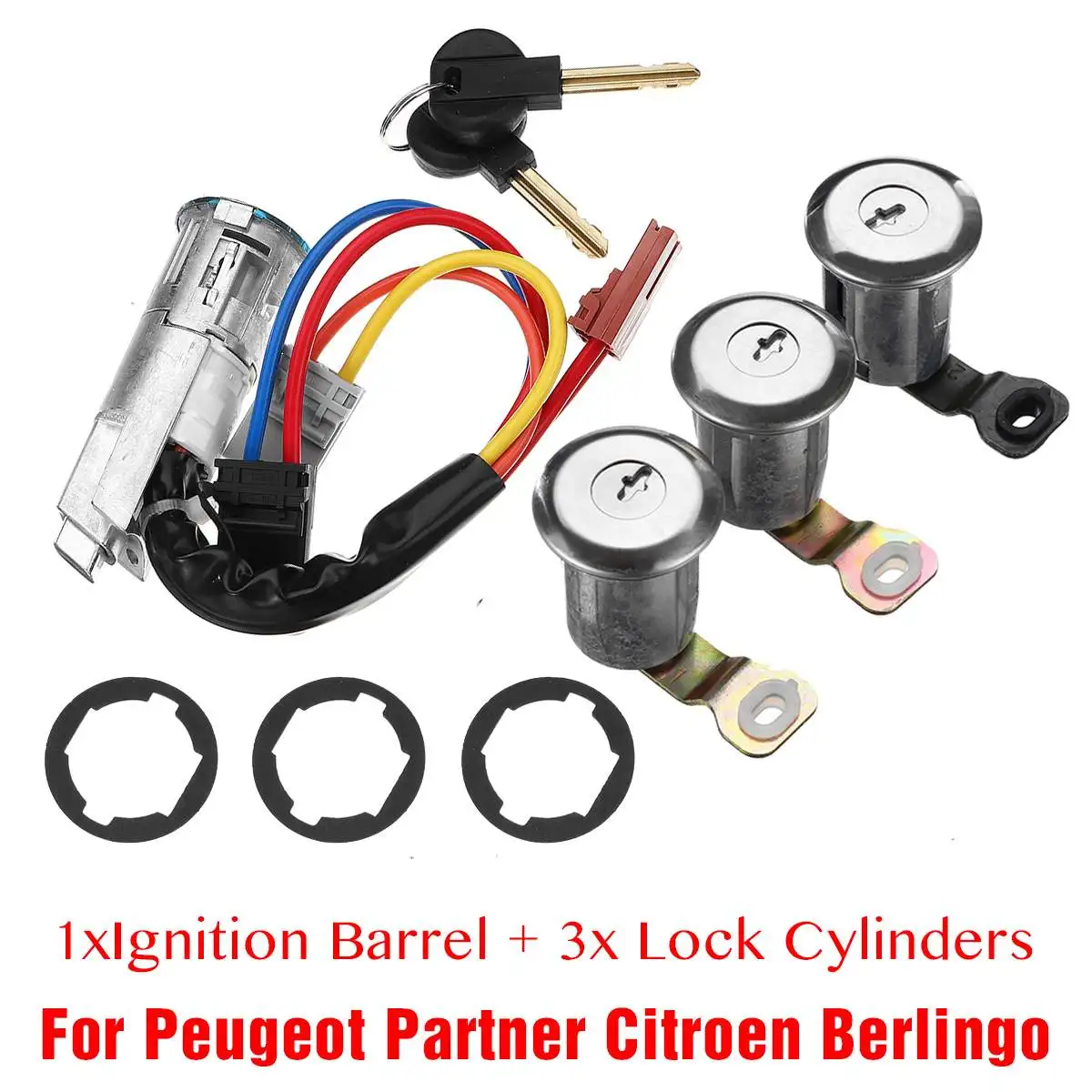 

1 Set Front Rear 3 Door Locks + 1 Ignition Barrel 96244156 252522 9170.G3 For Peugeot Partner for Citroen Berlingo 1996-2008