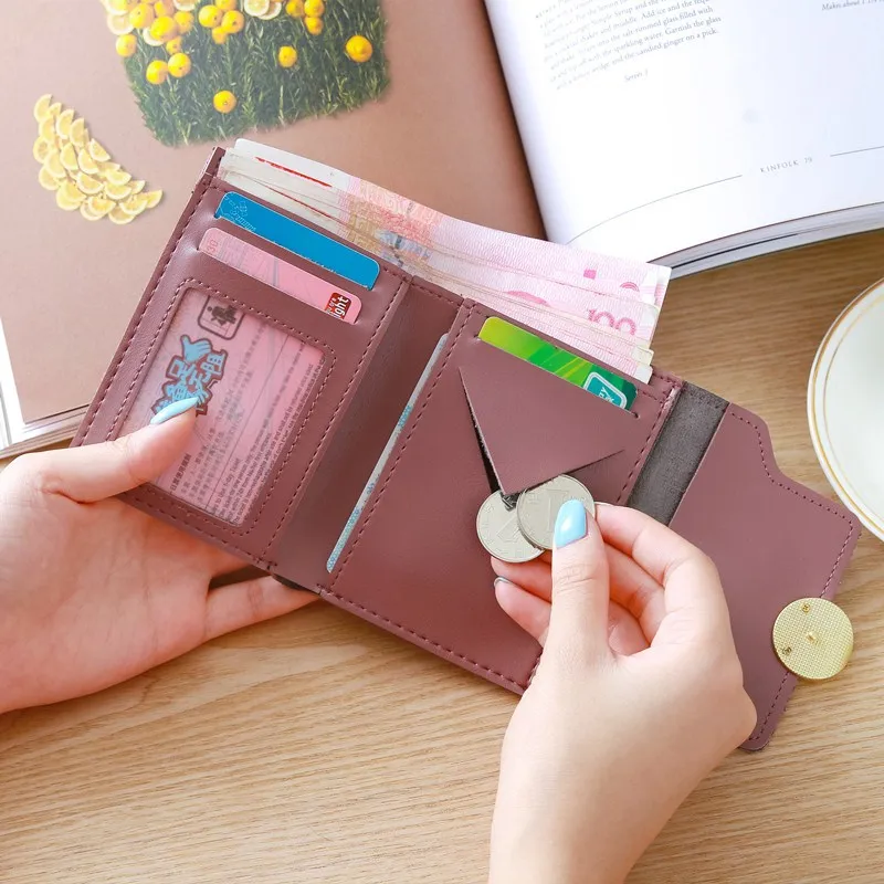 

New wallet ladies short retro simple multifunctional mini clutch bag designer card holder student coin purse female wallet