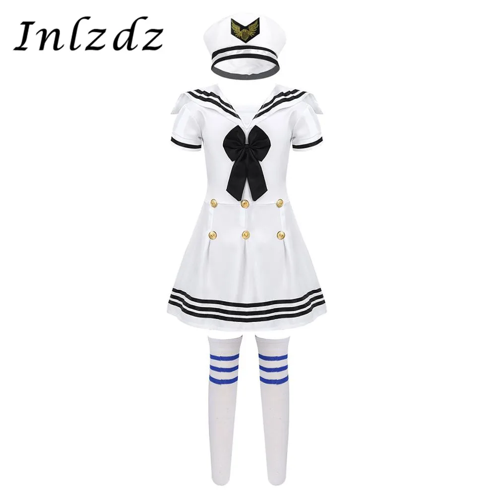 Детская Матросская униформа для девочек карнавальный костюм косплея школьный