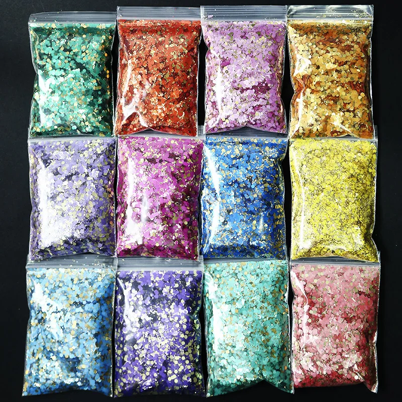 

1Bag Nail Glitter Sequins 1mm+2mm Mixed Holographic Hexagon Shape Chunky Laser Sparkly Flakes Slices Manicure Sequins md70 &*&