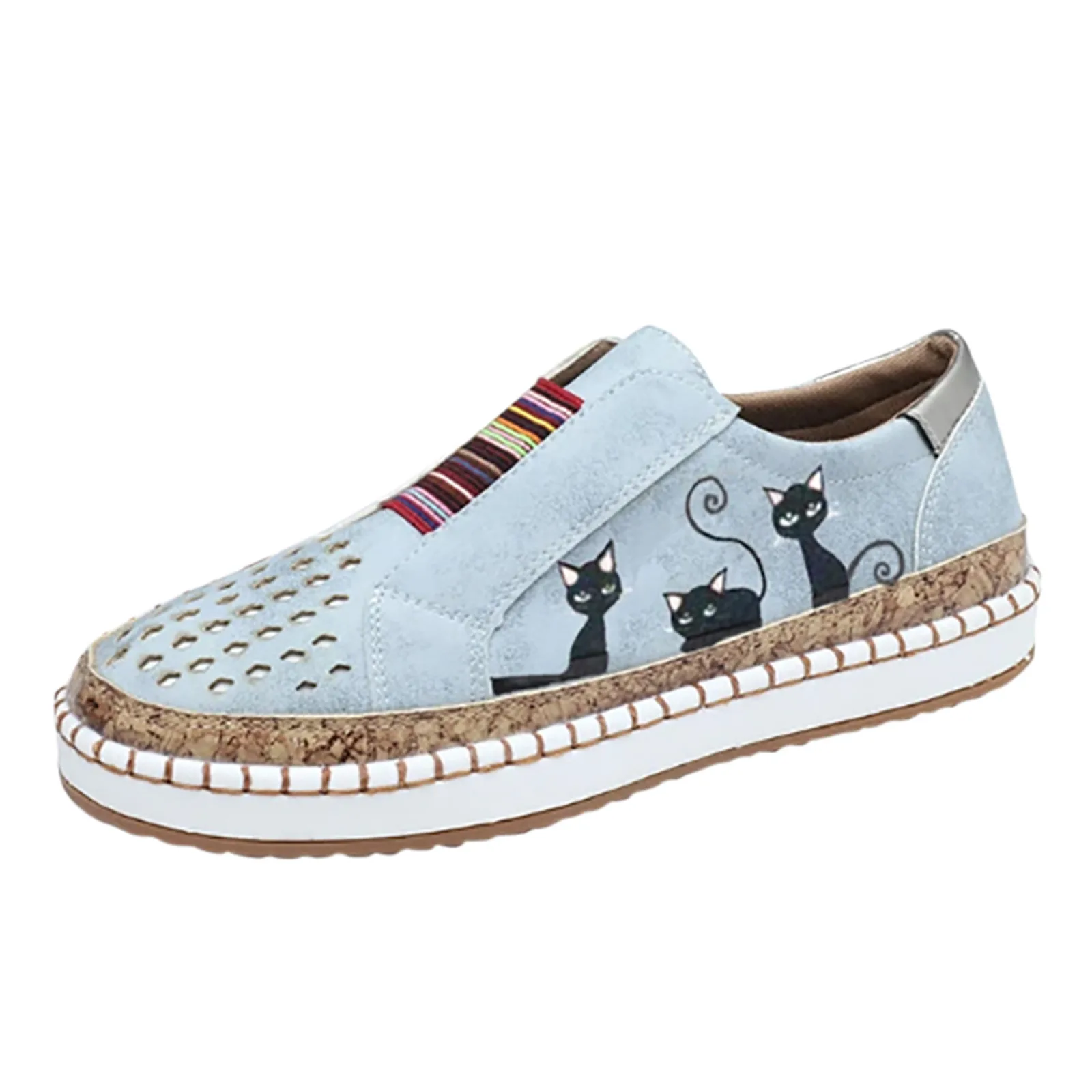 

Women's Sneakers On Pumps Vulcanized Shoes Breathable Hollow Casual Ladies Shoes Cat Print Woman Plus Size Breathable Shoes