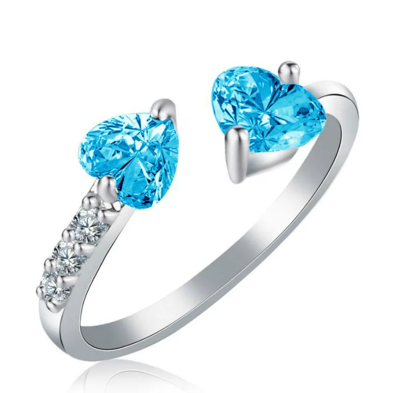 Женское кольцо с цирконом в форме сердца корейское летнее блестящее Ювелирное