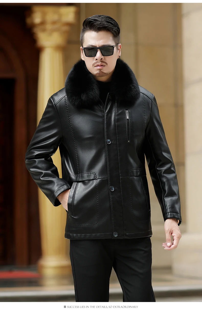 NEW Youth Winter Fur Leather Jacket Mens Plus Size Suede Leather Jackets Men Faux Fur Thick Warm Long Suede Jacket zipper