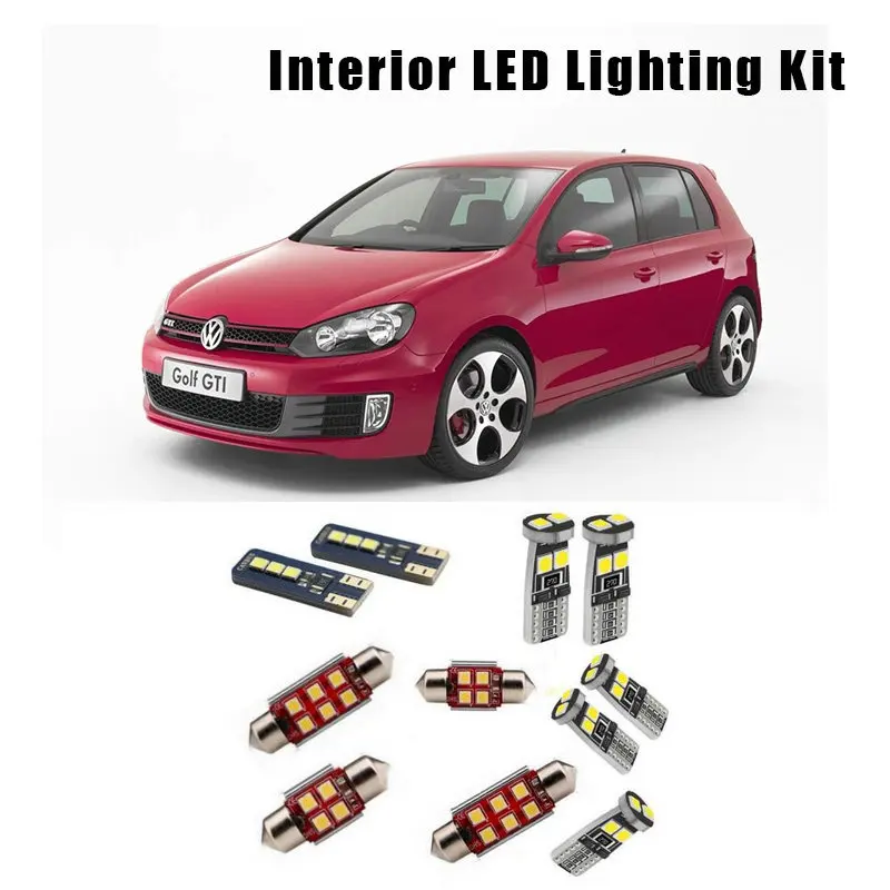 

Для Volkswagen VW Golf 5 MK5 2006 2007 2008 2009 14 шт. белый Canbus фотолампы комплект подходит для Карты Купольная лампа багажника