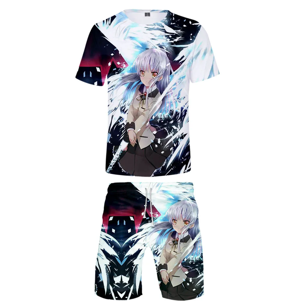 

2020 New Anime Angel Beats 3D Printed Tracksuit Women/Men Two Piece Set Summer T Shirt+Shorts Harajuku Casual Streetwear&Pant