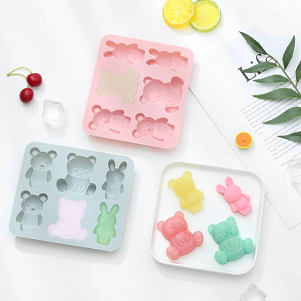 Высокое качество 6 даже силиконовые формы для шоколада с мультяшными животными