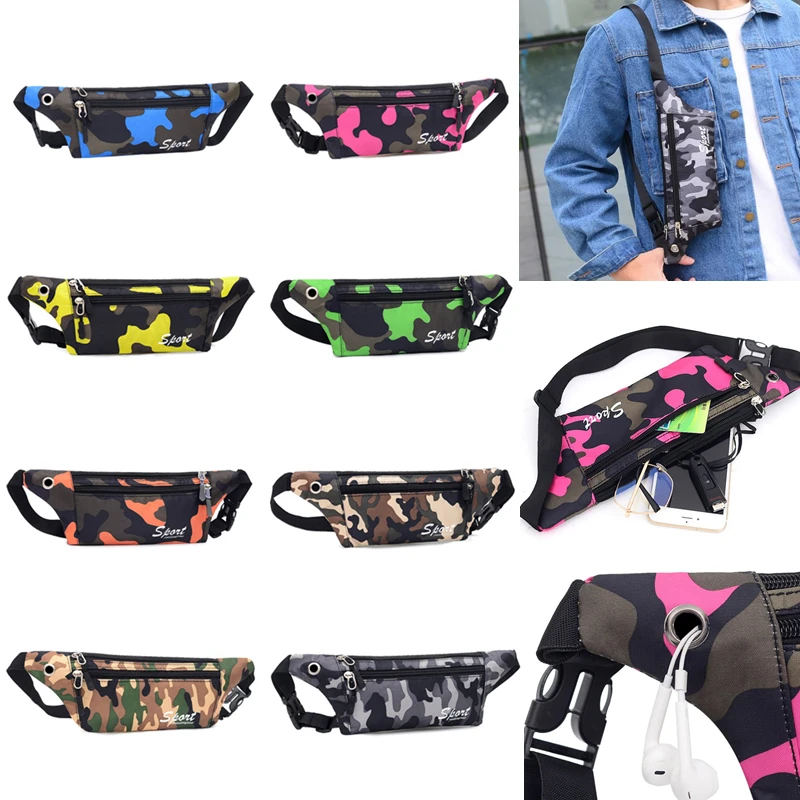 

New Camouflage Dark Grain Bum Bag Canvas Unisex Fanny Pack Waist Hip Belt Bag Purse Pouch Pocket Travel Running Sport Bag