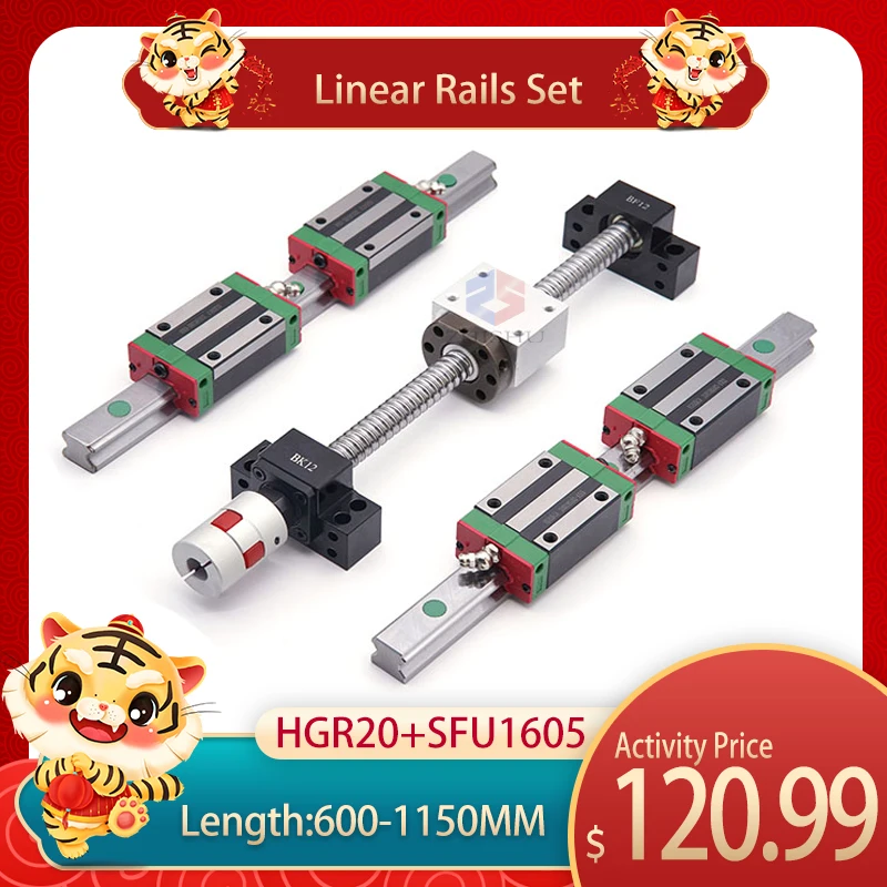 

HGR20 L 600 - 1150 MM CNC Linear Slide Guide Rail Set HGR 20 HGH20CA HGW20CC Block Squere Carriage SFU1605 Guides For Ball Screw