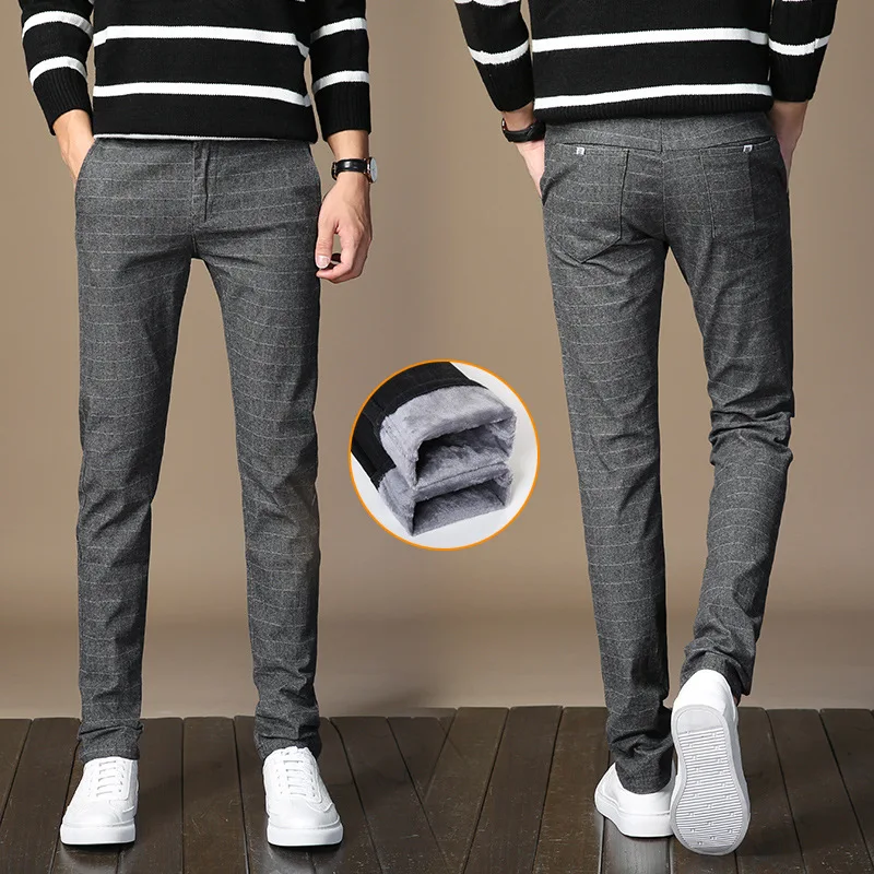 Брендовые мужские Зимние флисовые пушистые утепленные повседневные брюки