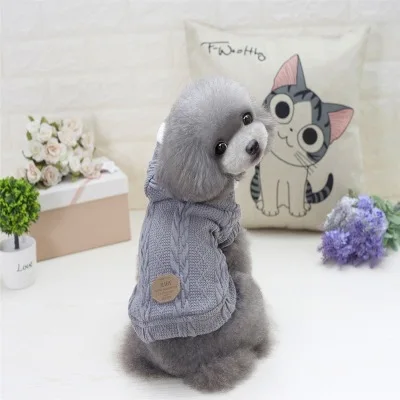 Gray Зимняя одежда с принтом в виде собак Уютная теплая Pet куртки для собак модные разноцветный Хлопковый вязаный свитер со щенком куртка прекрасный Чихуахуа Одежда - Цвет: Gray