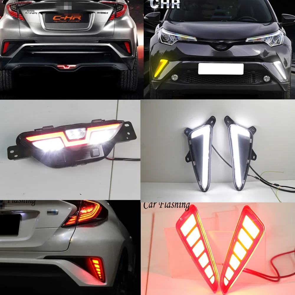Дневные ходовые огни для Toyota CHR 2016 2019 задний бампер стоп сигнал указатель