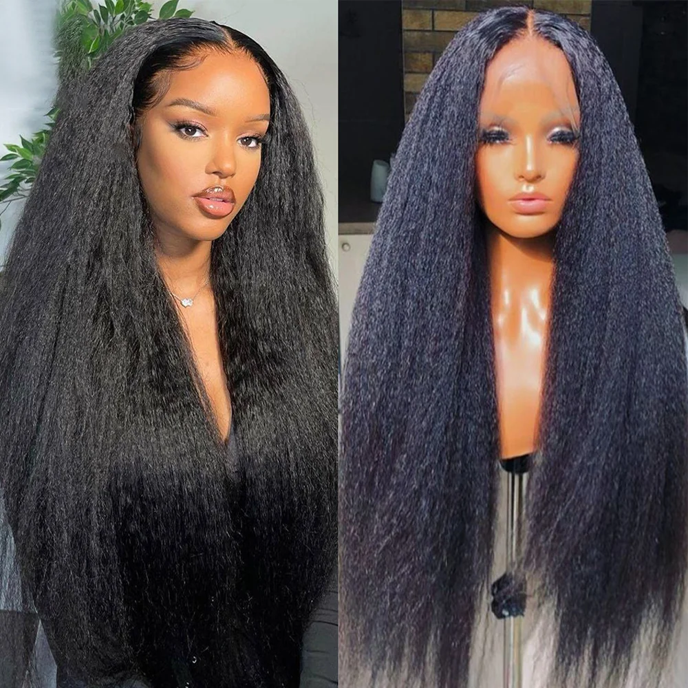 

Mifil Hair 4x4 Lace Closure Human Hair Wigs 10-30Inch Remy Kinky Straight 13x4 Lace Front Wigs for Women 180% Yaki Straight Wig