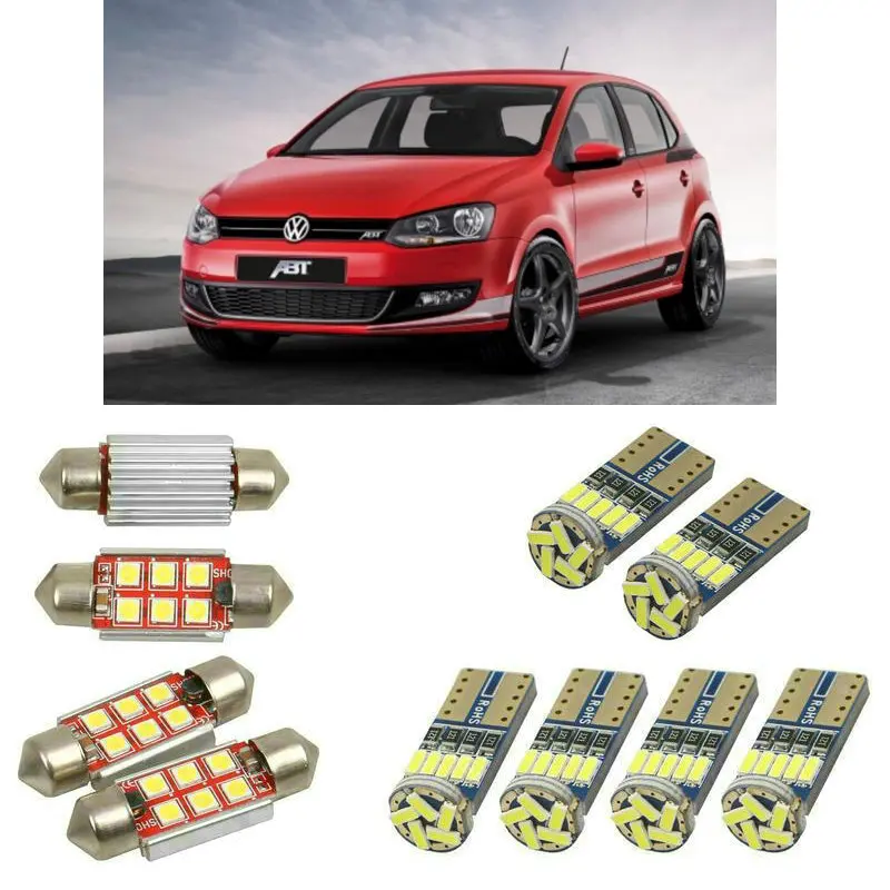

Внутренние светодиодные Автомобильные фары для Volkswagen polo 6r1 6c1 хэтчбек polo 9n хэтчбек, автомобильные аксессуары, подсветка номерного знака, 10 ш...