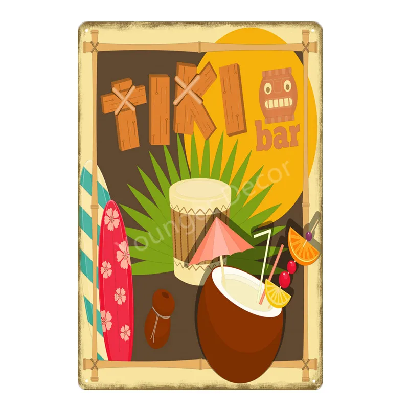 YD0737A Aloha пляжные жестяные вывески винтажные летние металлические настенные таблички Гавайи Тики Бар Декор Дом Приморский декоративная тарелка для серфинга Carft YA040 - Цвет: YD0737A