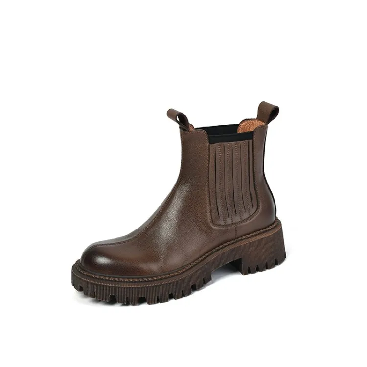 

Boots For Women Flats Women's Platform Ankle Boots Real Leather Classic Chelsea Boots Casual Shoes Daily Footwear Size 34-40