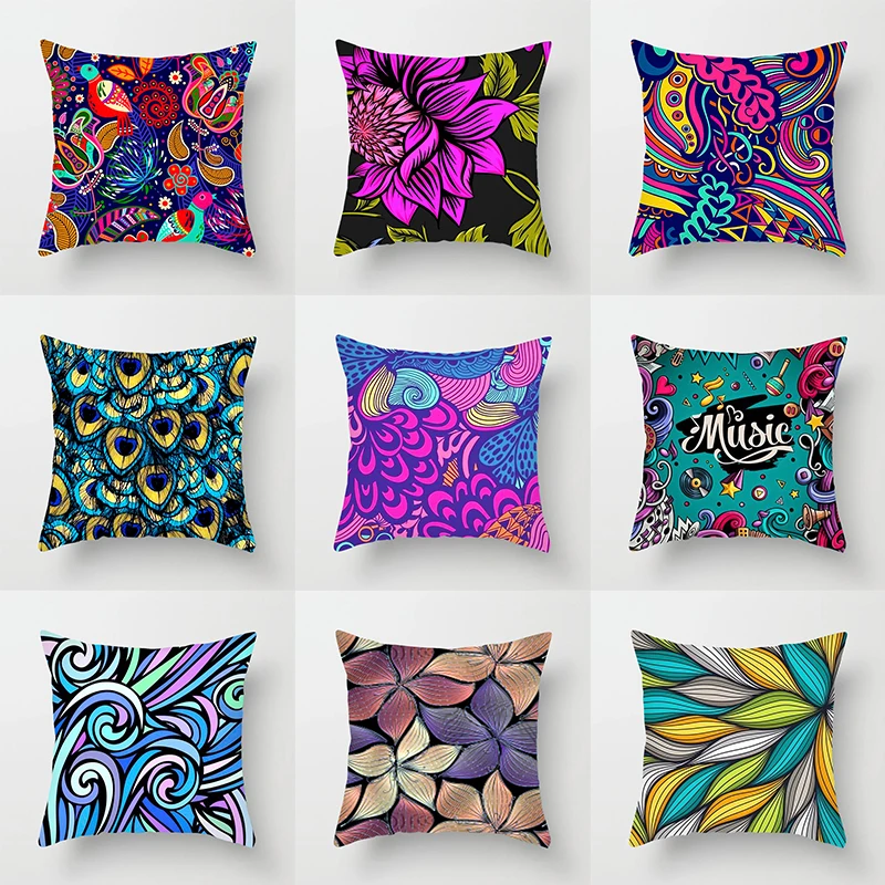

flowers Home Decor Cushion Pillowcases Living Room Decoration 45*45 Color Sofa Cushion Cover cojines sofá чехол на подушку 40*40