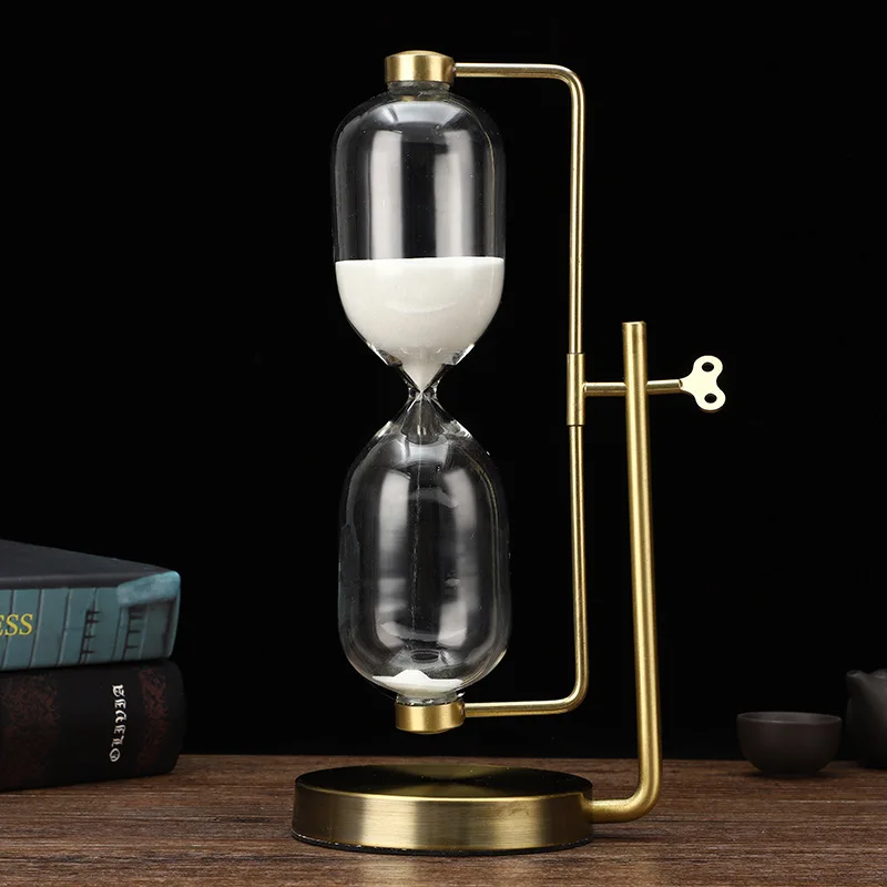 

Nordic Style Retro Creative Zinc Alloy Glass Hourglass 60 Minutes Modern Art Minimalist Decor Home Living Room Desk Accessory
