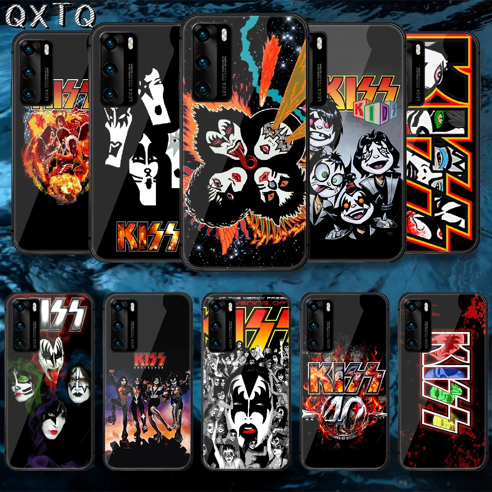 

RQXTQ ock Band K-Kiss Tempered Glass Phone Case Cover For Huawei Honor Mate P 8 9 10 20 30 40 A X I Pro Lite Smart 2021 Phone