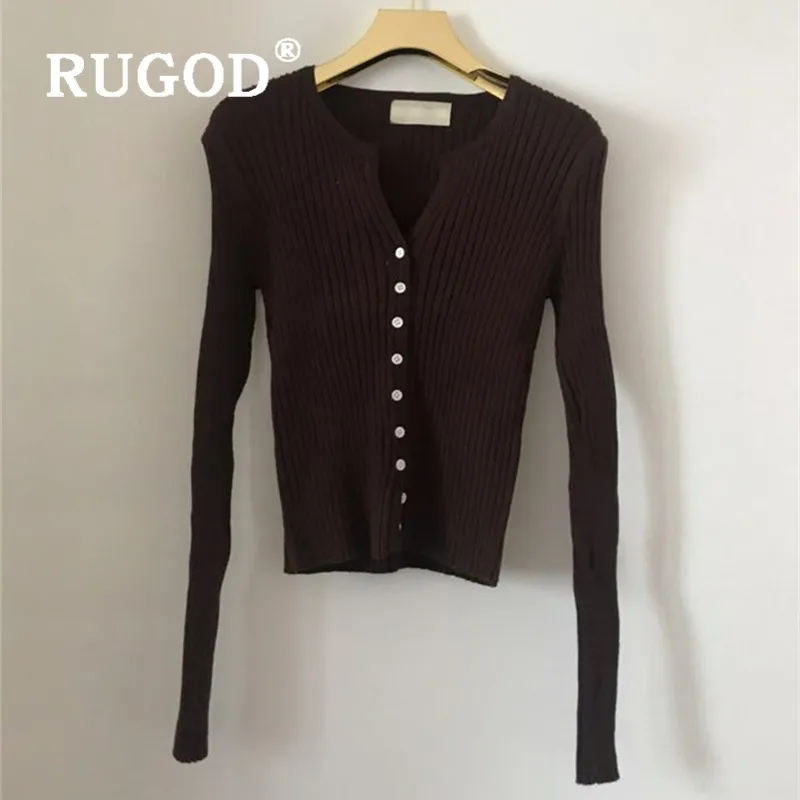 Женский вязаный кардиган RUGOD облегающий укороченный свитер Топ для женщин