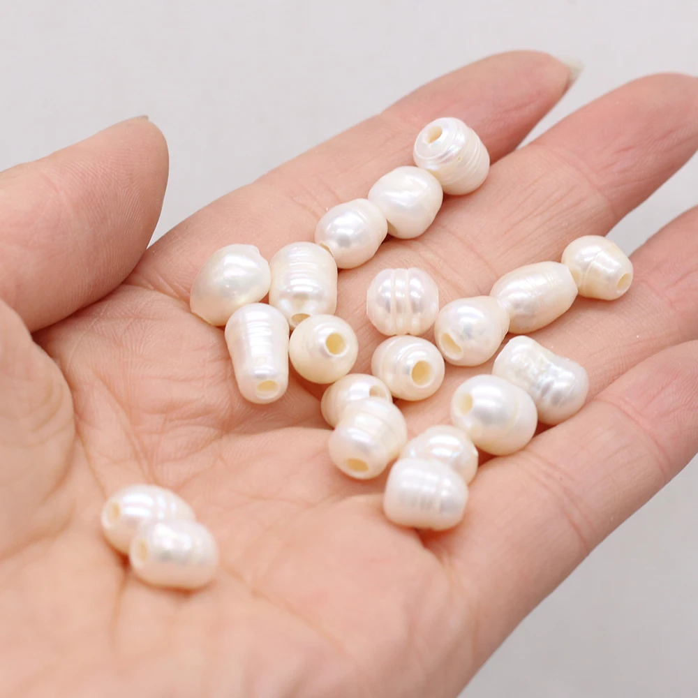 10Pcs Natural Pearl Pendant Rice Bead Big Hole Beads Spacer Loose Pearls For DIY Bracelet Necklace Jewelry Accessories Making | Украшения и