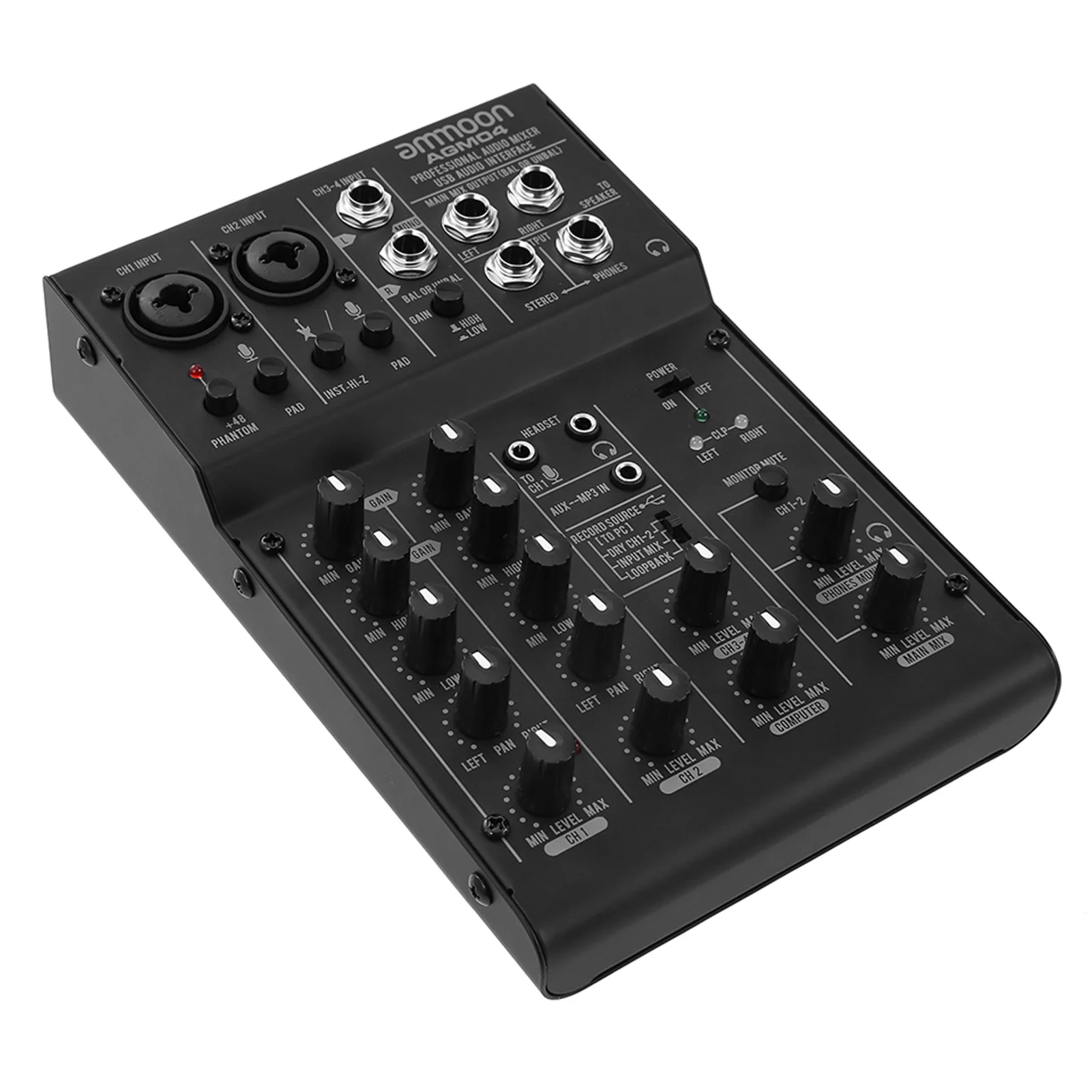 Ammoon 4 каналов студийная фото Запись мини микшерный пульт Цифровой аудио