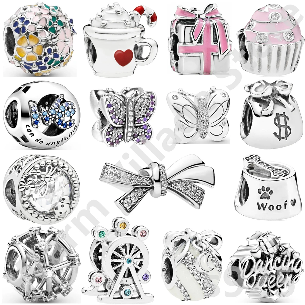 925 sterling silver dog paw pendant dog food bone bowl gift DIY jewelry making original pendant bracelet beads