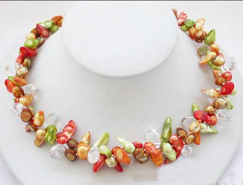 

Уникальный ювелирный магазин жемчуга 2 ряда Красный Зеленый Желтый Biwa с жемчугом, кристаллами, бисером, жемчугом в стиле барокко