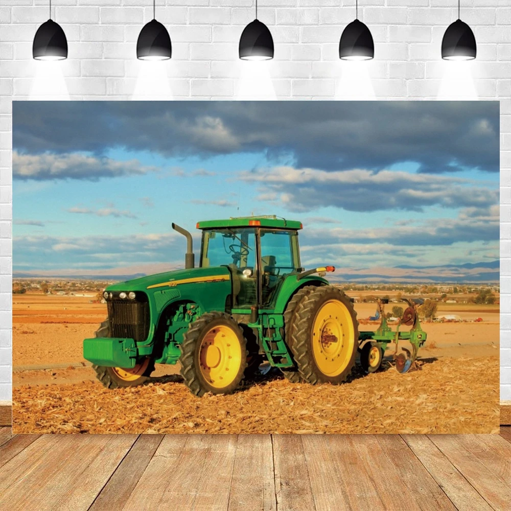 

Yeele Blue Sky Cloud Rural Photography Backdrop Farmland Filed Wheat Cutting Machine Photo Studio Photocall Backgrounds Vinyl
