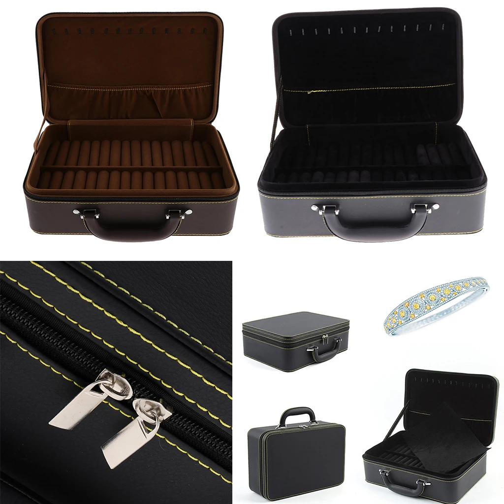 

PU Leather Studs Display Case Jewelry Storage Necklace Organizer Box