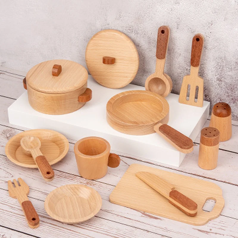 

Премиальный кухонный набор, деревянная имитация, серия для кухни, фрукты и овощи, десерт, детский Развивающий домик, игрушки