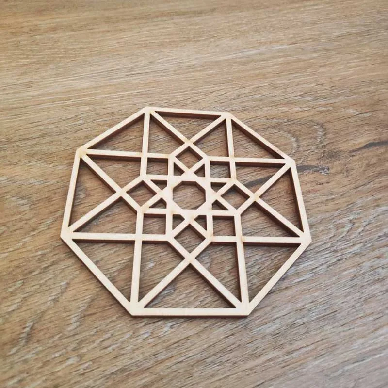 Подставка Tesseract Vesica с гравировкой деревянная тарелка священной геометрической