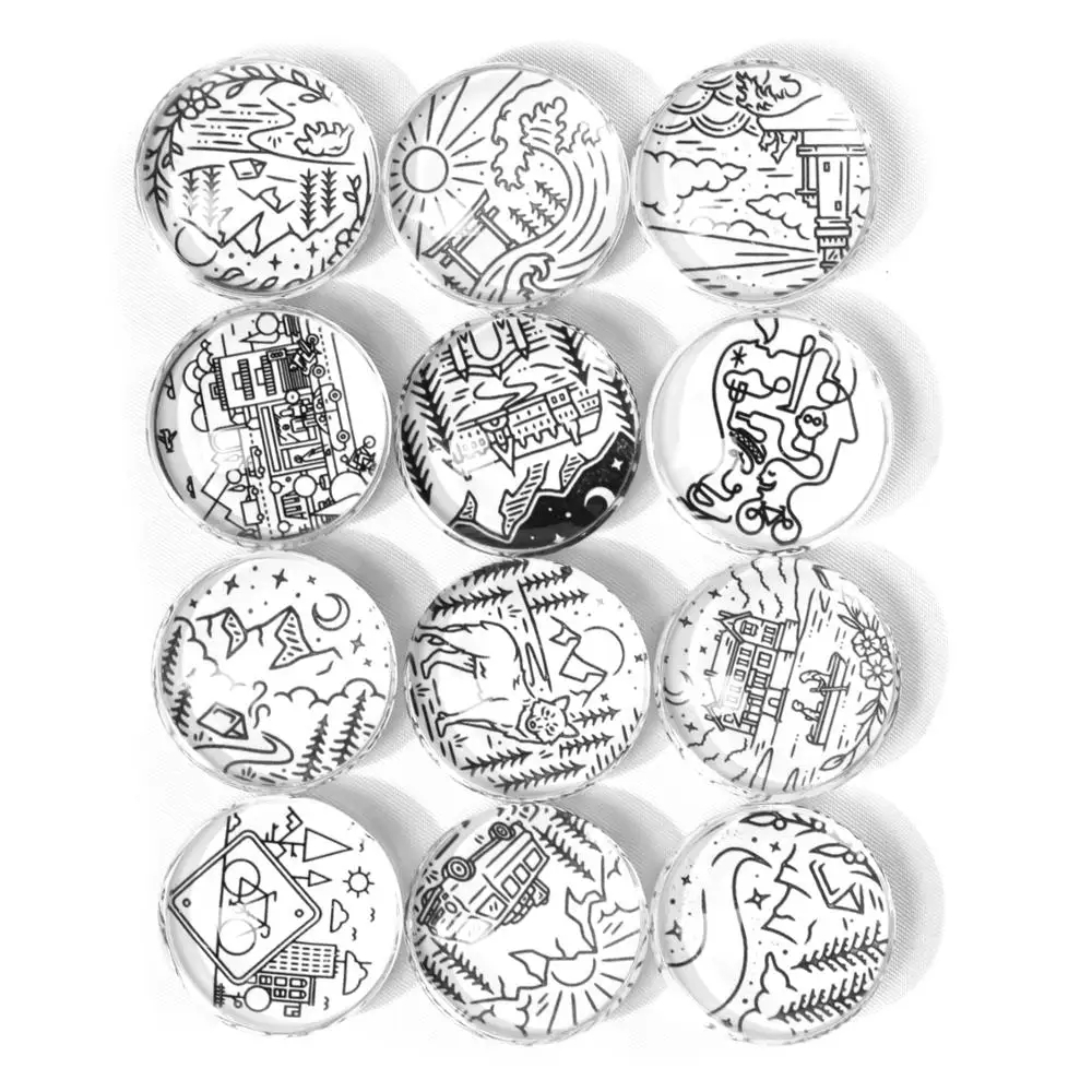 QIYUE простая черно белая линия для рисования магнитное стекло холодильника