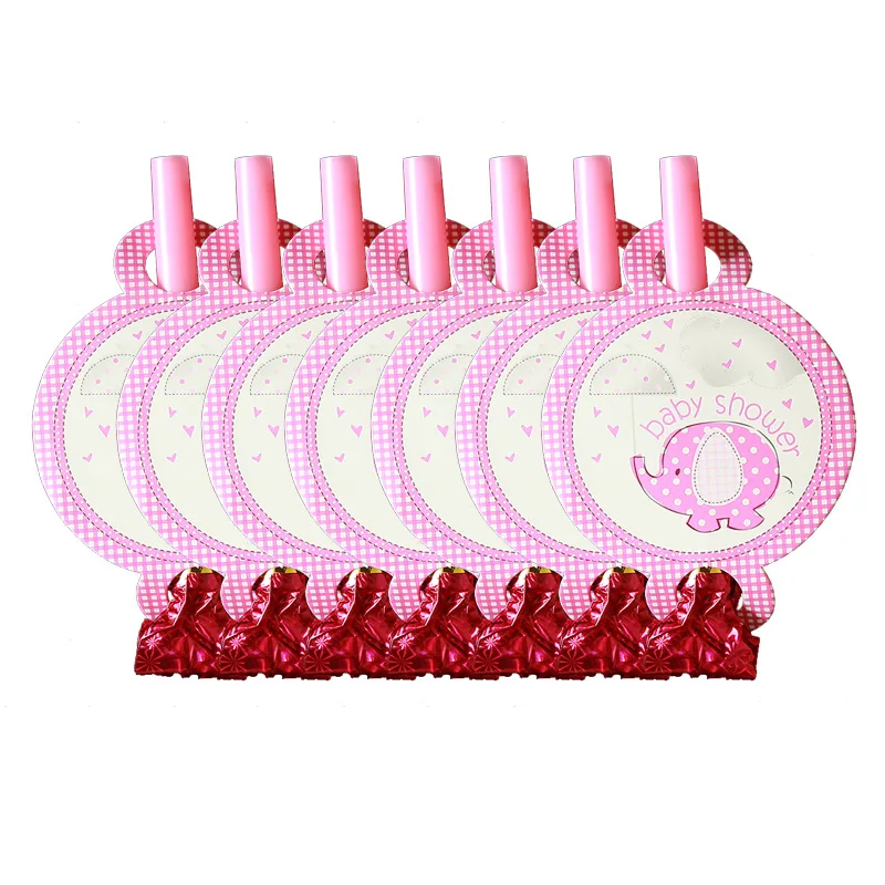 blow out 6pcs Вечерние салфетки для девочек с изображением розового слона, украшения для новорожденных, Bptism, салфетки для дня рождения, баннер, покрытие для стола, посуда, вечерние принадлежности - Цвет: blow out 6pcs