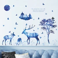 6090cm new dream sky deer tree bird and moon diy bedroom wall beautification decoration wall sticker