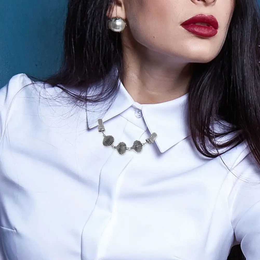 Модная брошь из сплава ракушка морская звезда цепочка зажимы для одежды воротник