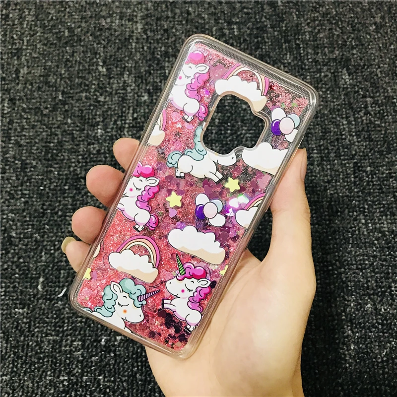 Unicorn Чехол для воды жидкостный Мягкий силиконовый чехол для OPPO F1A F1S F5 Lite F7 F9 F11 Pro Realme C1 X 2 Pro блестящий чехол со звездой - Цвет: Unicorn